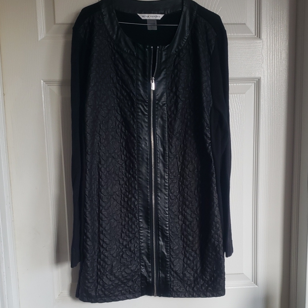 Peter Nygard Black Textured Leather Mini Dress